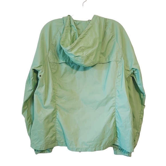 Eddie Bauer | Women's Green & Gray Full Zipper Nylon Rain Jacket (Size Large) - Picture 14 of 15